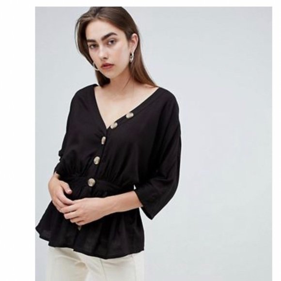 ASOS DESIGN casual button front top US 6 - Picture 1 of 4